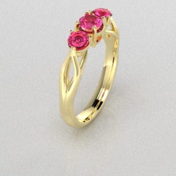 Verlovingsringen Geelgoud 14 karaat Saffier Roze PR0002