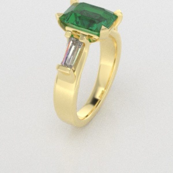 Verlovingsringen Geelgoud 14 karaat Smaragd Diamant PR0005