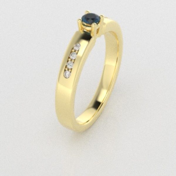 Verlovingsringen Geelgoud 14 karaat Topaas London Blauw Diamant PR0003