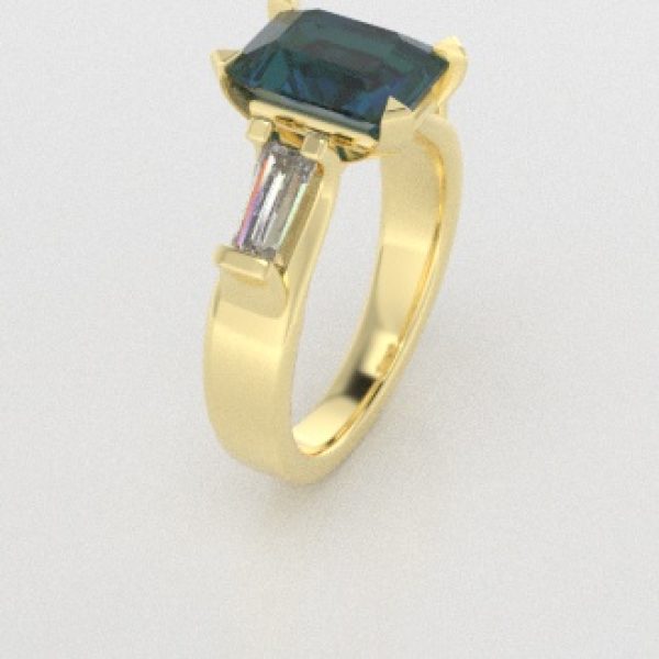 Verlovingsringen Geelgoud 14 karaat Topaas London Blauw Diamant PR0005
