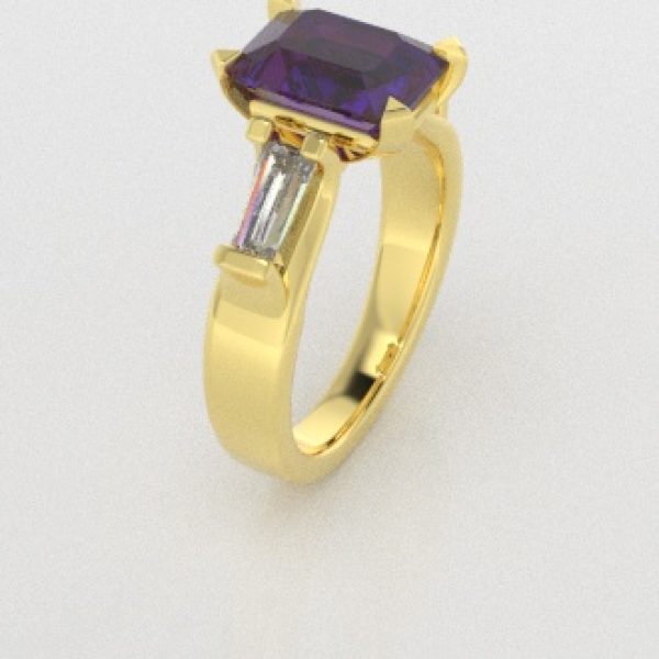 Verlovingsringen Geelgoud 18 Karaat Amethist Diamant PR0005