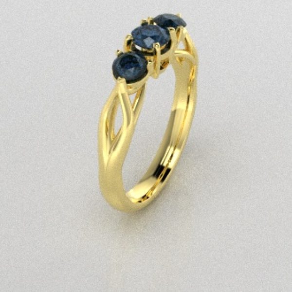 Verlovingsringen Geelgoud 18 Karaat Diamant Blauw PR0002