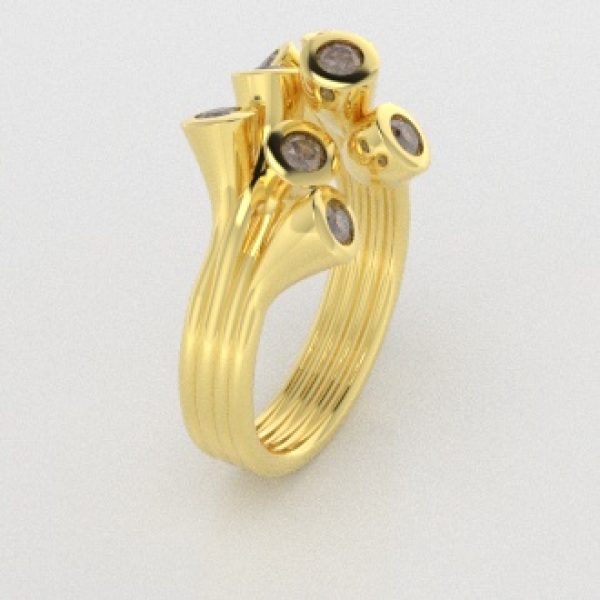 Verlovingsringen Geelgoud 18 Karaat Diamant Bruin PR0001