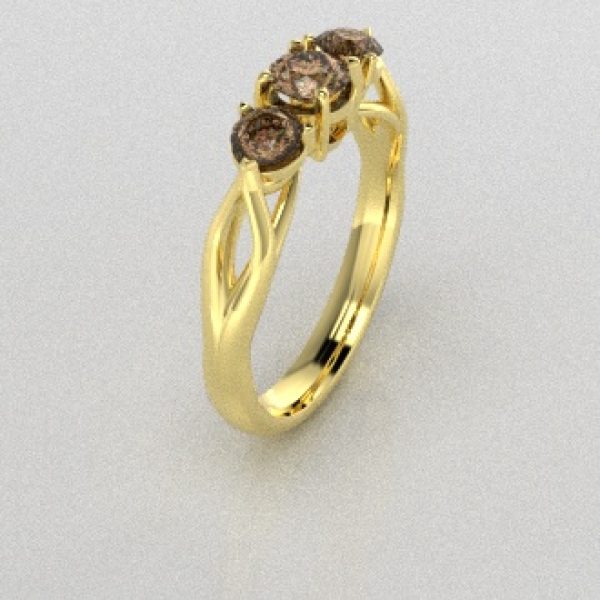 Verlovingsringen Geelgoud 18 Karaat Diamant Bruin PR0002