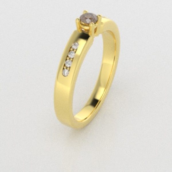 Verlovingsringen Geelgoud 18 Karaat Diamant Bruin PR0003