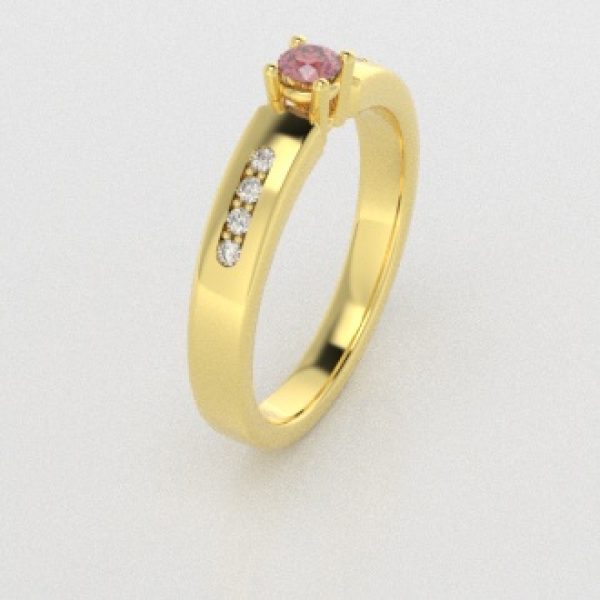 Verlovingsringen Geelgoud 18 Karaat Diamant Roze PR0003