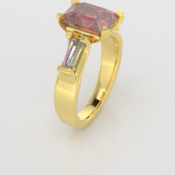 Verlovingsringen Geelgoud 18 Karaat Diamant Roze PR0005