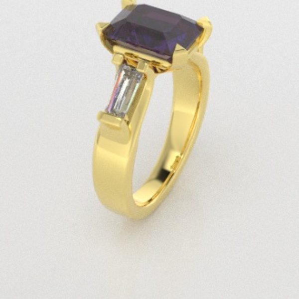 Verlovingsringen Geelgoud 18 Karaat Saffier Paars Diamant PR0005