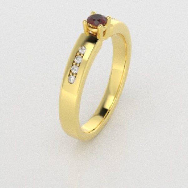 Verlovingsringen Geelgoud 18 Karaat Saffier Rood Diamant PR0003