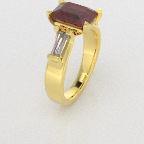 Verlovingsringen Geelgoud 18 Karaat Saffier Rood Diamant PR0005