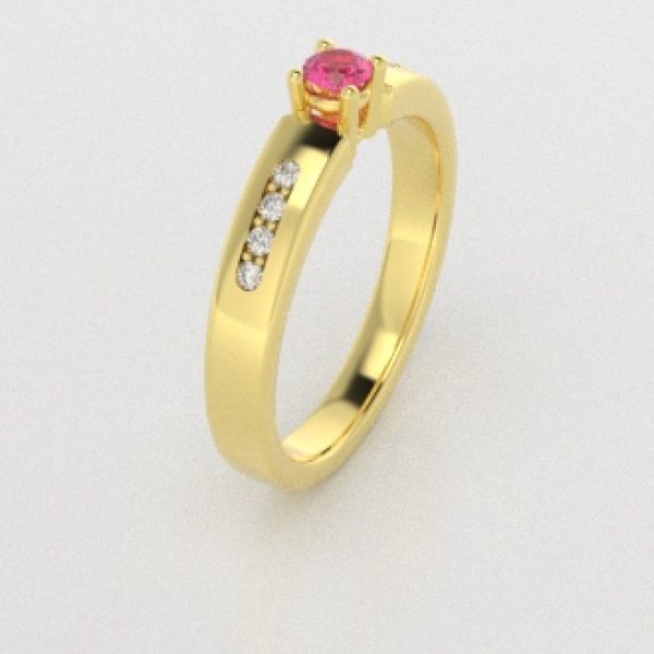 Verlovingsringen Geelgoud 18 Karaat Saffier Roze Diamant PR0003
