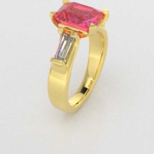 Verlovingsringen Geelgoud 18 Karaat Saffier Roze Diamant PR0005