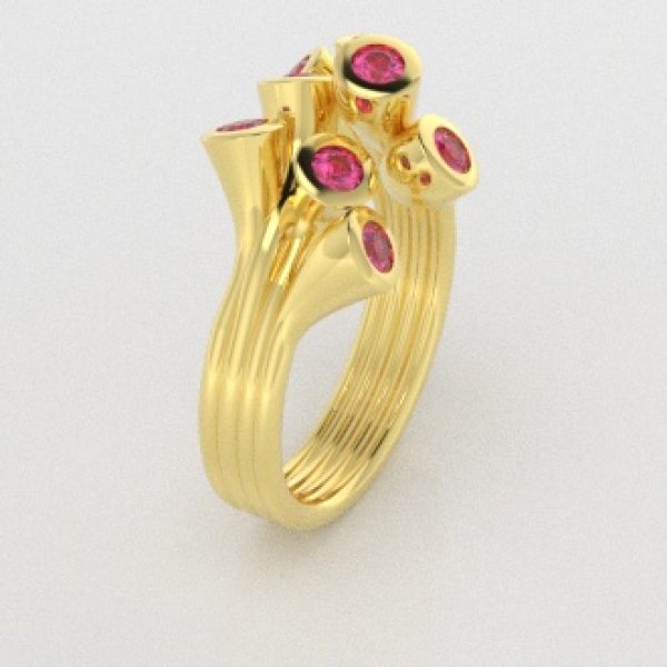 Verlovingsringen Geelgoud 18 Karaat Saffier Roze PR0001