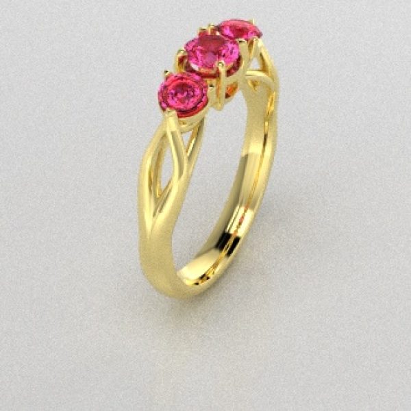 Verlovingsringen Geelgoud 18 Karaat Saffier Roze PR0002