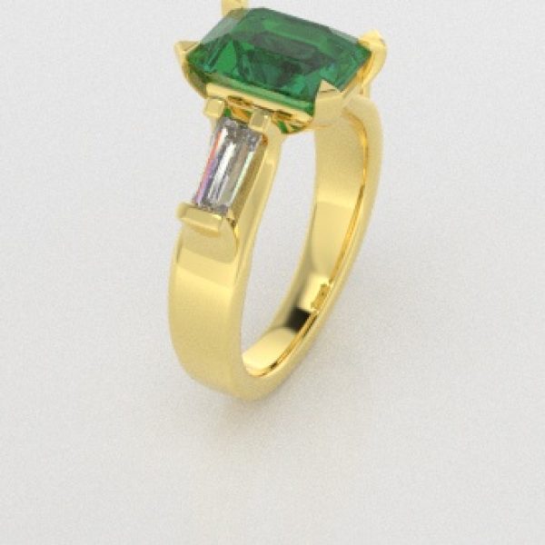 Verlovingsringen Geelgoud 18 Karaat Smaragd Diamant PR0005