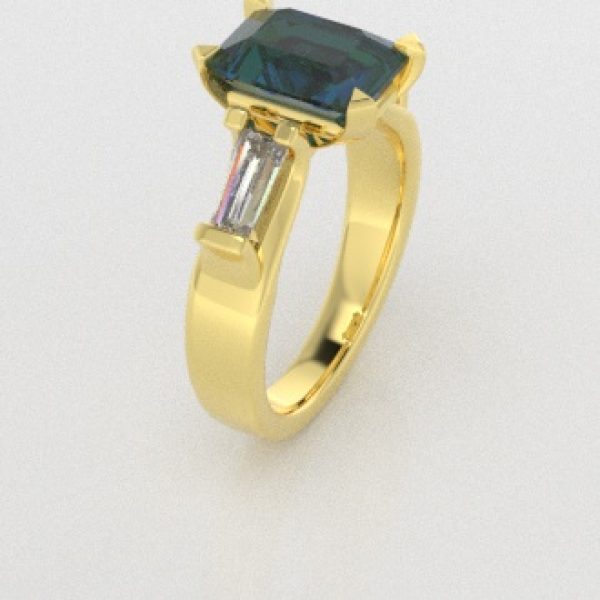 Verlovingsringen Geelgoud 18 Karaat Topaas London Blauw Diamant PR0005