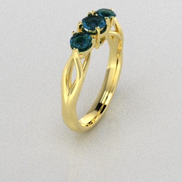 Verlovingsringen Geelgoud 18 Karaat Topaas London Blauw PR0002