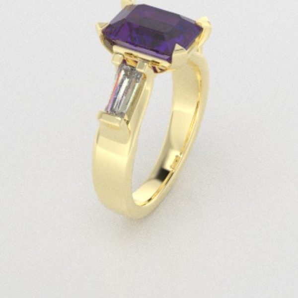 Verlovingsringen Geelgoud 9 karaat Amethist Diamant PR0005