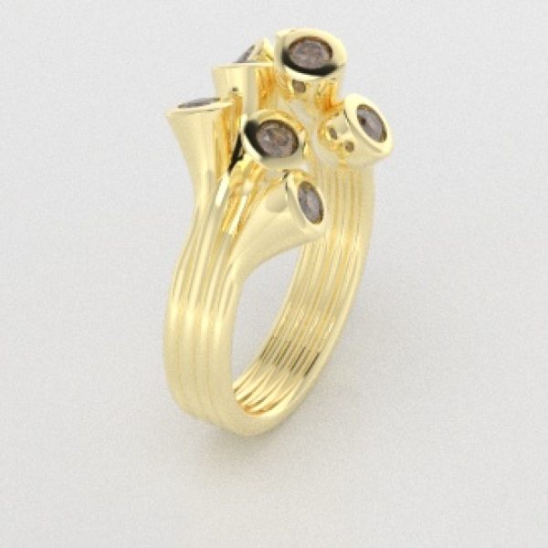 Verlovingsringen Geelgoud 9 karaat Diamant Bruin PR0001