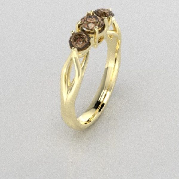Verlovingsringen Geelgoud 9 karaat Diamant Bruin PR0002