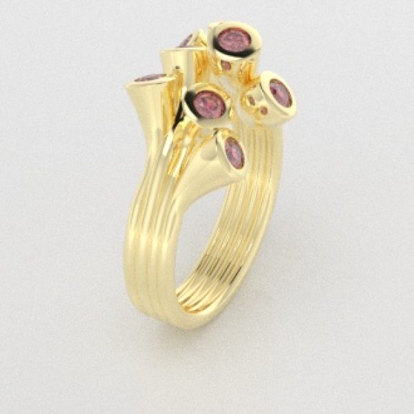 Verlovingsringen Geelgoud 9 karaat Diamant Roze PR0001