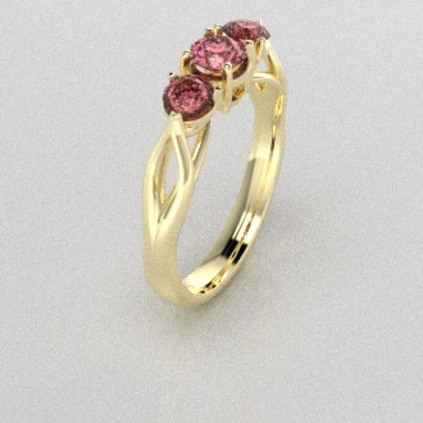 Verlovingsringen Geelgoud 9 karaat Diamant Roze PR0002