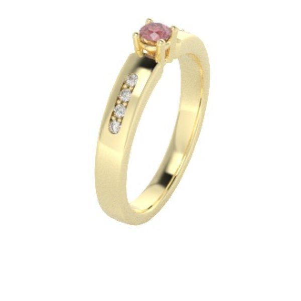 Verlovingsringen Geelgoud 9 karaat Diamant Roze PR0003