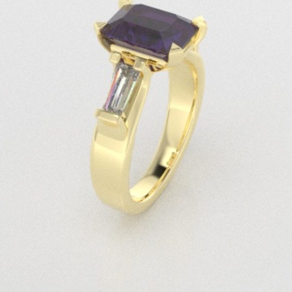 Verlovingsringen Geelgoud 9 karaat Saffier Paars Diamant PR0005