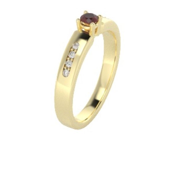 Verlovingsringen Geelgoud 9 karaat Saffier Rood Diamant PR0003