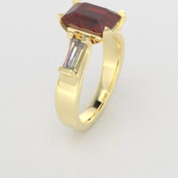 Verlovingsringen Geelgoud 9 karaat Saffier Rood Diamant PR0005