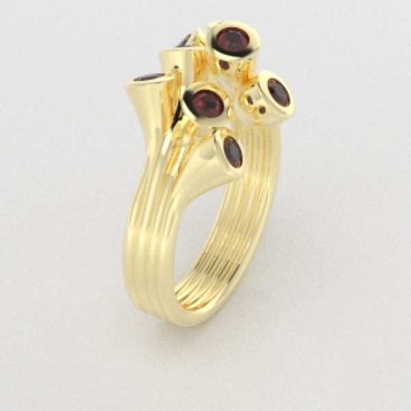 Verlovingsringen Geelgoud 9 karaat Saffier Rood PR0001