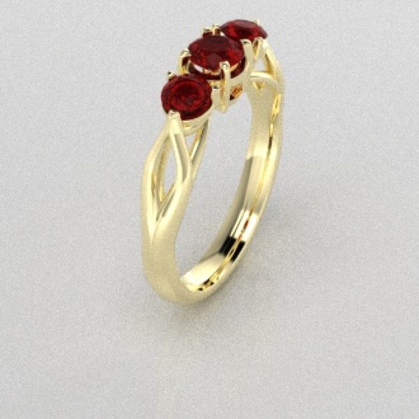 Verlovingsringen Geelgoud 9 karaat Saffier Rood PR0002