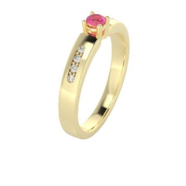 Verlovingsringen Geelgoud 9 karaat Saffier Roze Diamant PR0003