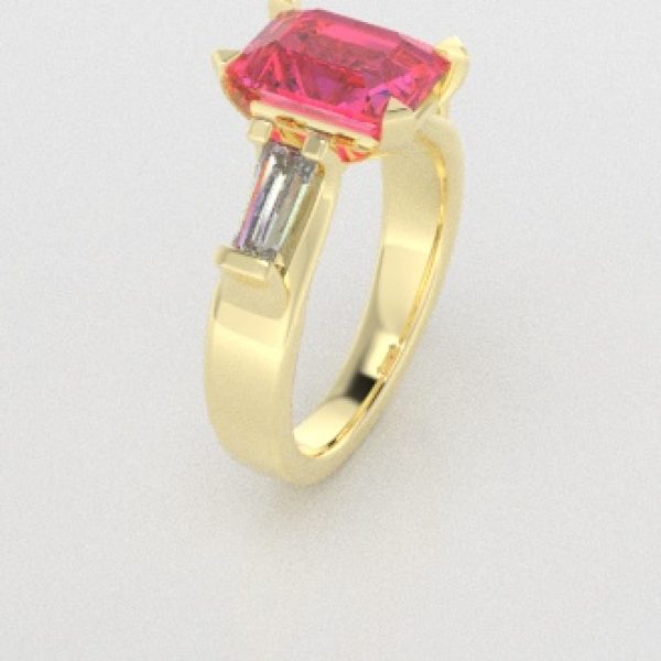 Verlovingsringen Geelgoud 9 karaat Saffier Roze Diamant PR0005