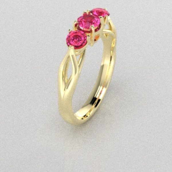 Verlovingsringen Geelgoud 9 karaat Saffier Roze PR0002