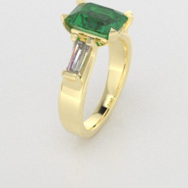 Verlovingsringen Geelgoud 9 karaat Smaragd Diamant PR0005