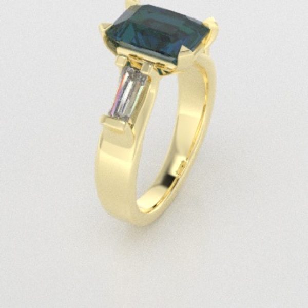 Verlovingsringen Geelgoud 9 karaat Topaas London Blauw Diamant PR0005