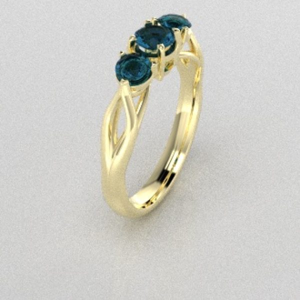 Verlovingsringen Geelgoud 9 karaat Topaas London Blauw PR0002
