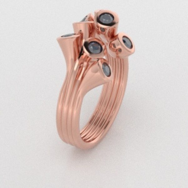 Verlovingsringen Rosegoud 14 karaat Diamant Blauw PR0001