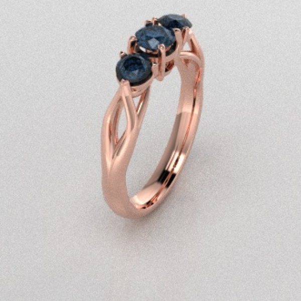 Verlovingsringen Rosegoud 14 karaat Diamant Blauw PR0002