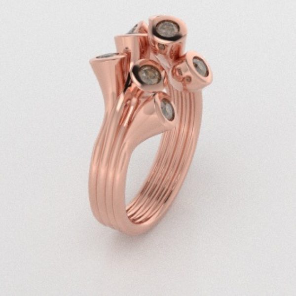 Verlovingsringen Rosegoud 14 karaat Diamant Bruin PR0001