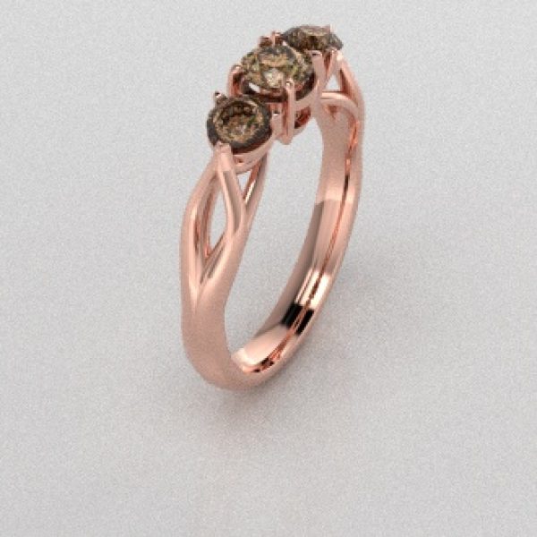 Verlovingsringen Rosegoud 14 karaat Diamant Bruin PR0002
