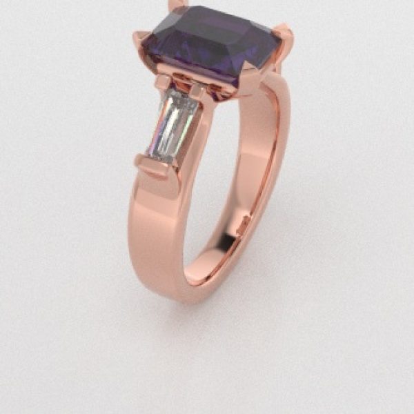 Verlovingsringen Rosegoud 14 karaat Saffier Paars Diamant PR0005