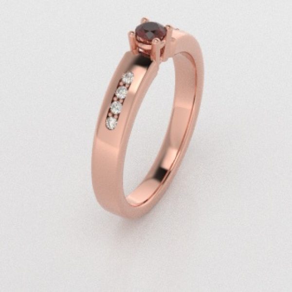 Verlovingsringen Rosegoud 14 karaat Saffier Rood Diamant PR0003