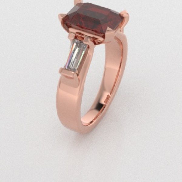 Verlovingsringen Rosegoud 14 karaat Saffier Rood Diamant PR0005