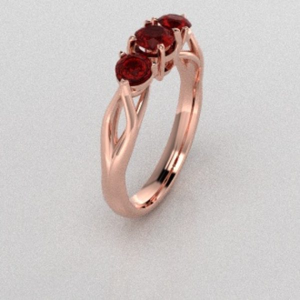 Verlovingsringen Rosegoud 14 karaat Saffier Rood PR0002