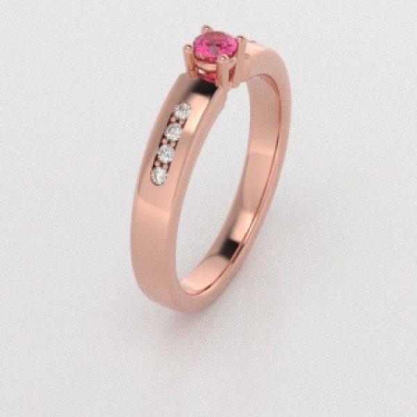 Verlovingsringen Rosegoud 14 karaat Saffier Roze Diamant PR0003