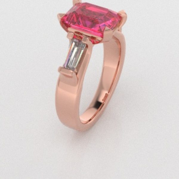 Verlovingsringen Rosegoud 14 karaat Saffier Roze Diamant PR0005