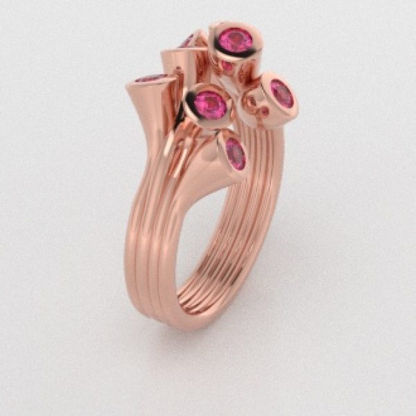 Verlovingsringen Rosegoud 14 karaat Saffier Roze PR0001