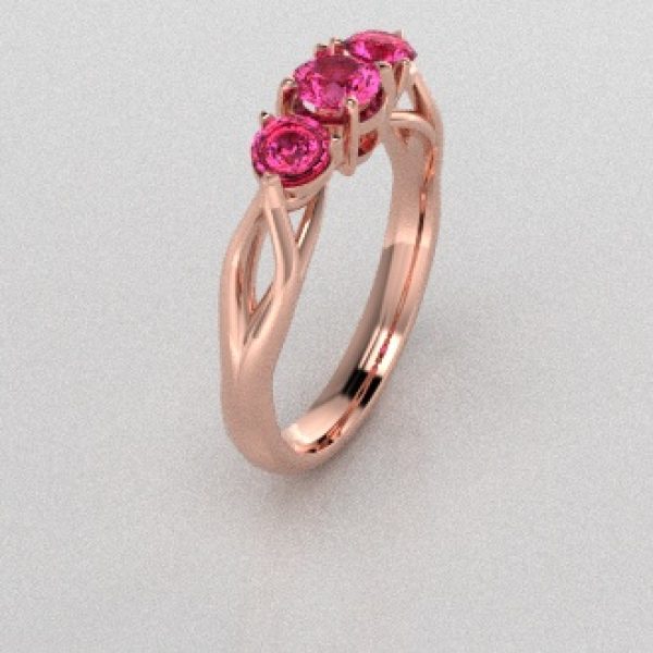 Verlovingsringen Rosegoud 14 karaat Saffier Roze PR0002